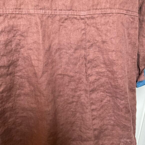 FLAX Designs Linen Jacket Brown‎ Contrast Cuff M - Picture 11 of 16